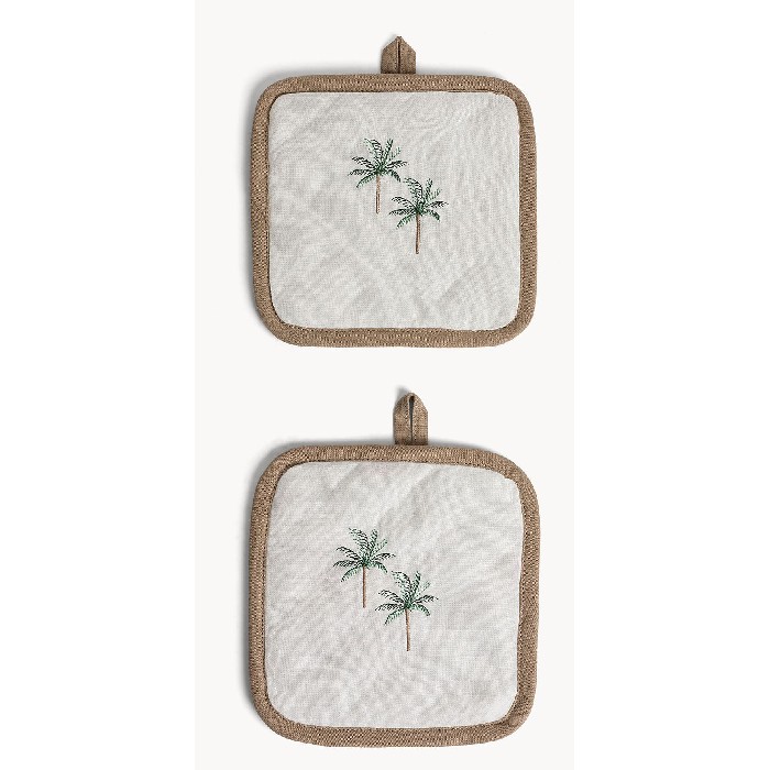 home-textiles/kitchen-textiles/coincasa-set-of-2-pure-cotton-pot-holders-with-embroidered-palms