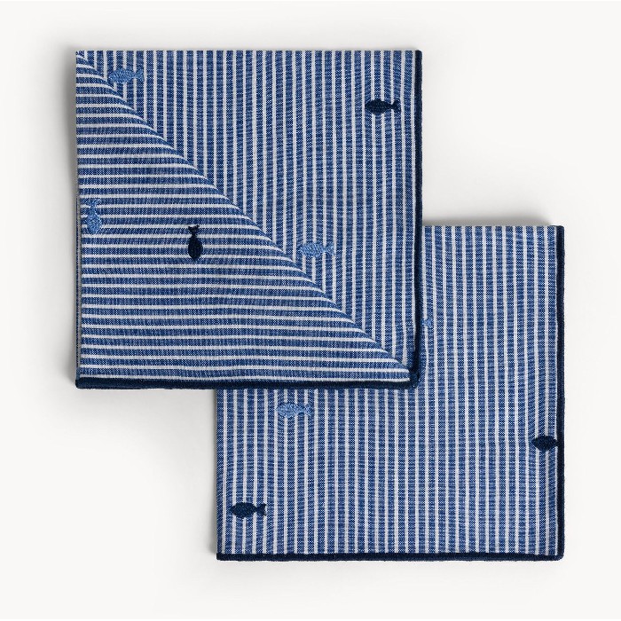tableware/miscellaneous-tableware/coincasa-set-of-2-pure-cotton-napkins-with-fish-embroidery