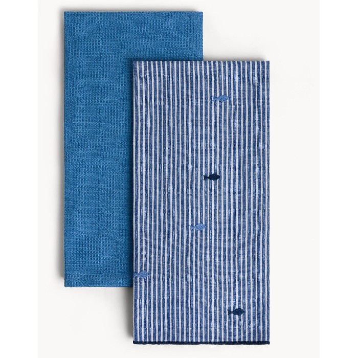 home-textiles/kitchen-textiles/coincasa-set-of-2-pure-cotton-tea-towels-with-fish-embroidery