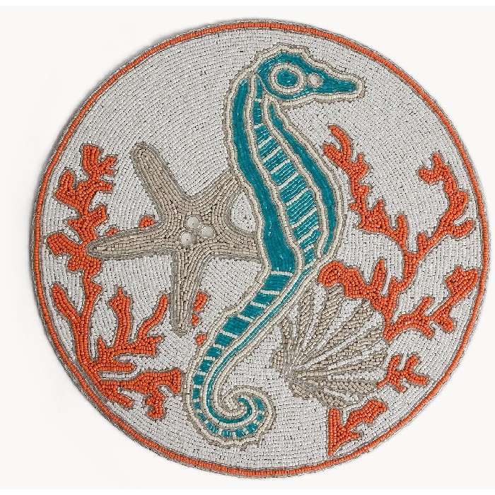tableware/placemats-coasters-trivets/coincasa-round-placemat-with-seahorse-detail-and-beads