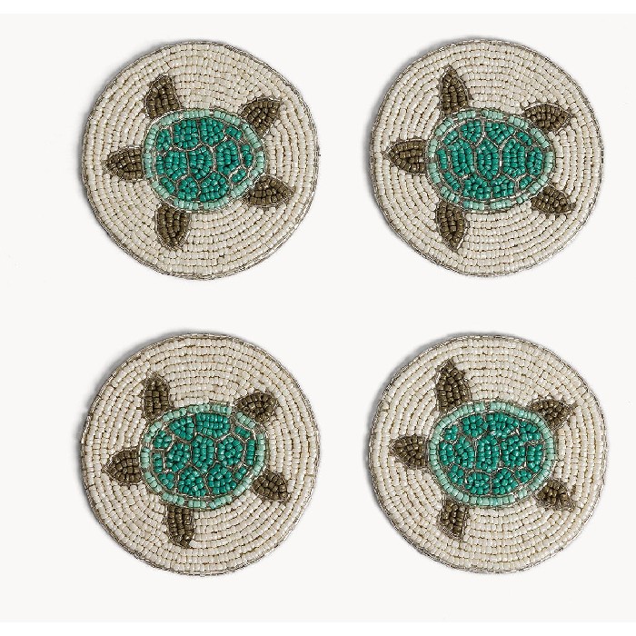 tableware/placemats-coasters-trivets/coincasa-set-of-4-coasters-with-turtle-detail-and-beads
