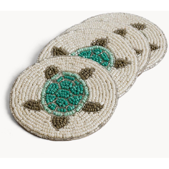 tableware/placemats-coasters-trivets/coincasa-set-of-4-coasters-with-turtle-detail-and-beads