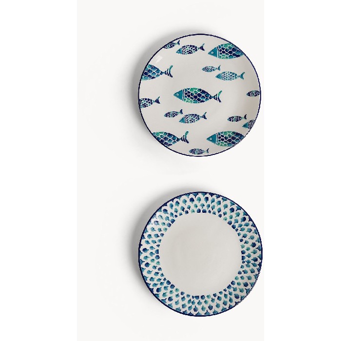tableware/plates-bowls/coincasa-flat-plate-with-hand-painted-fish-decoration