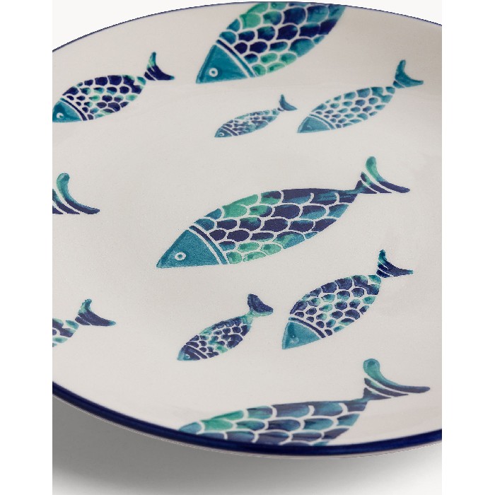 tableware/plates-bowls/coincasa-flat-plate-with-hand-painted-fish-decoration