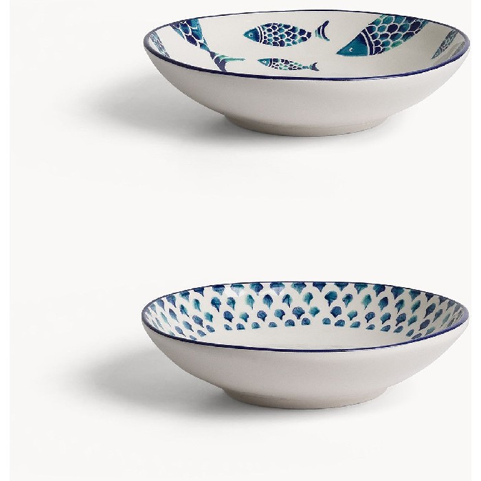 tableware/plates-bowls/coincasa-deep-plate-with-hand-painted-fish-decoration