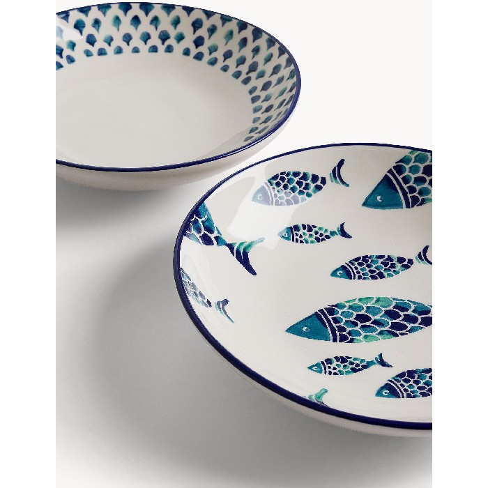 tableware/plates-bowls/coincasa-deep-plate-with-hand-painted-fish-decoration