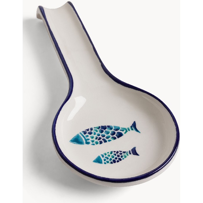 tableware/serveware/coincasa-ladle-rest-with-hand-painted-fish-decoration