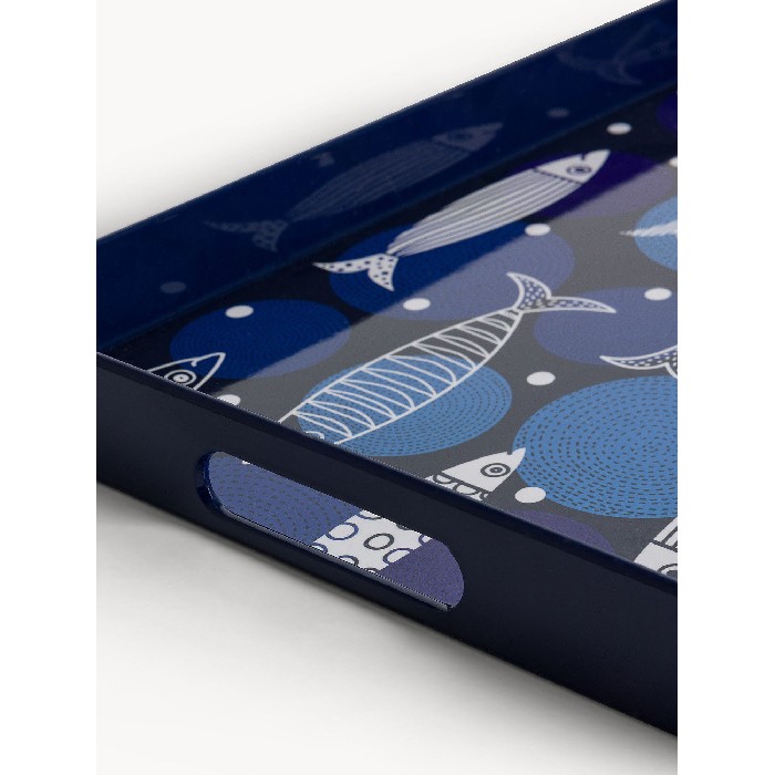 tableware/serveware/coincasa-rectangular-plastic-tray-with-fish-decoration