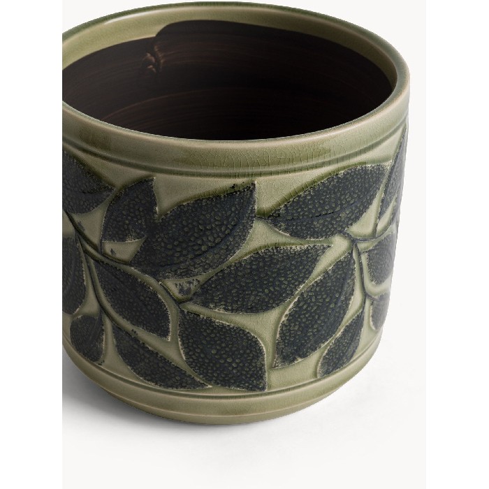 home-decor/indoor-pots-plant-stands/coincasa-ceramic-cachepot-with-leaf-decoration-7477359