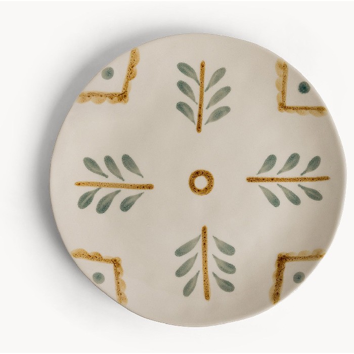 tableware/plates-bowls/coincasa-stoneware-ceramic-serving-plate-hand-painted-with-floral-motifs