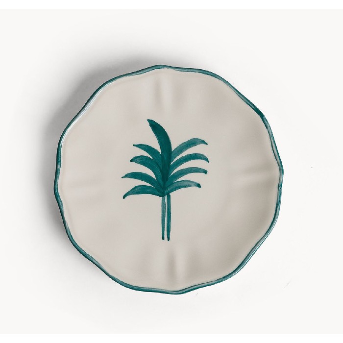 tableware/plates-bowls/coincasa-stoneware-bread-plate-17-with-palm-decoration