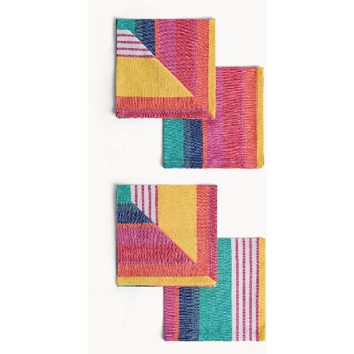 home-textiles/kitchen-textiles/coincasa-set-of-4-pure-cotton-striped-napkins