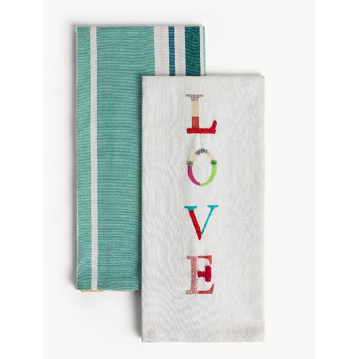 home-textiles/kitchen-textiles/coincasa-set-of-2-pure-cotton-tea-towels-with-love-print