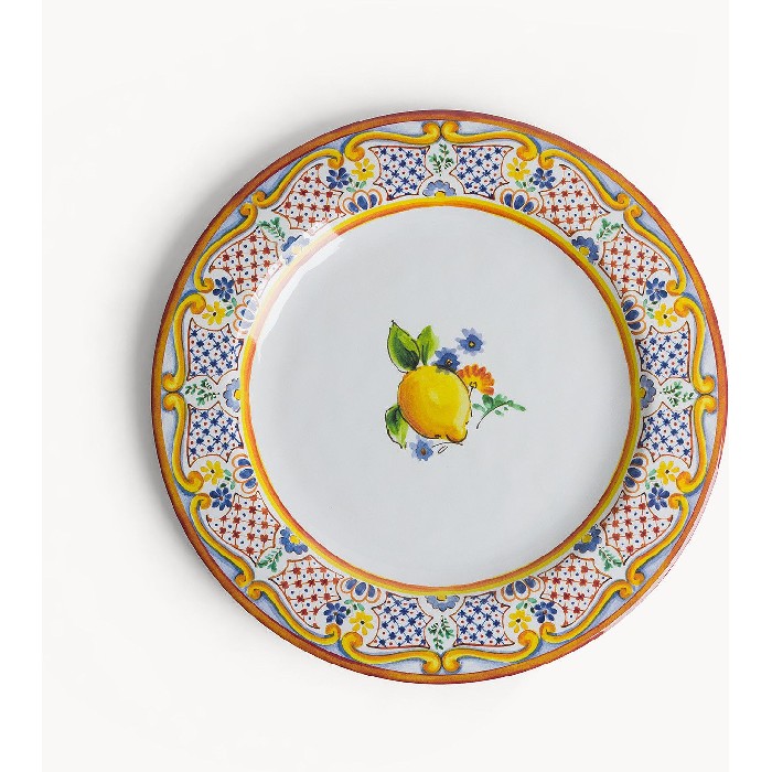 tableware/plates-bowls/coincasa-lemon-decorated-melamine-flat-plate