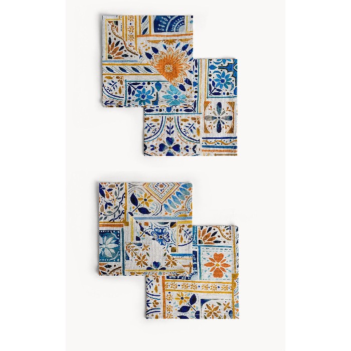 tableware/miscellaneous-tableware/coincasa-set-of-4-pure-cotton-panama-napkins-with-majolica-print-7479036