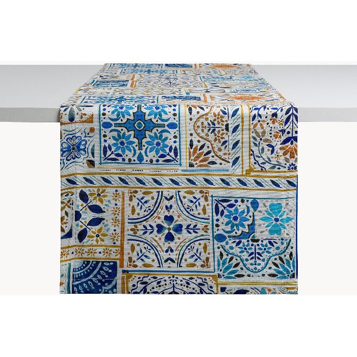 home-textiles/kitchen-textiles/coincasa-runner-in-pure-cotton-panama-with-majolica-print-7479037