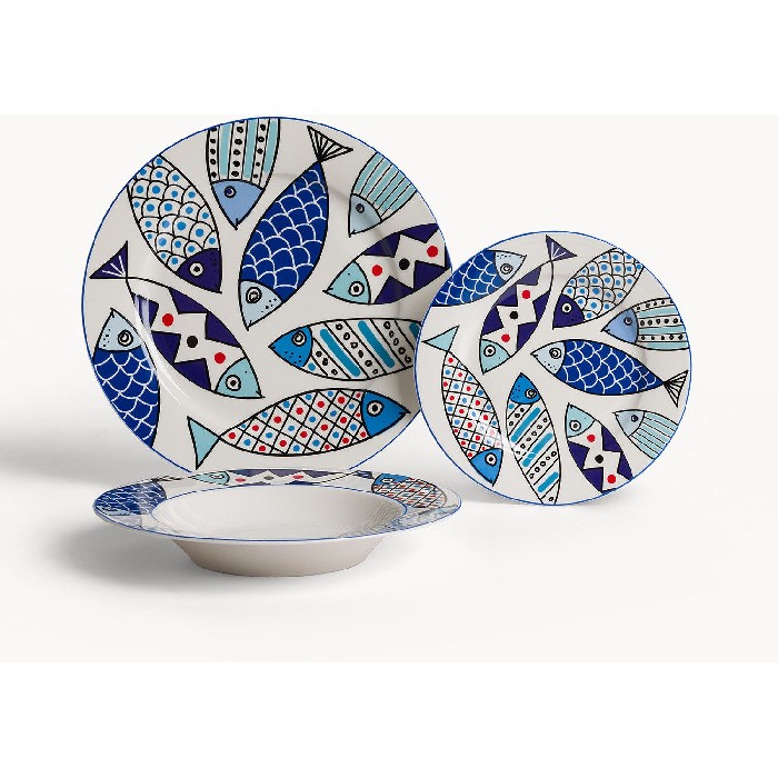 tableware/plates-bowls/coincasa-set-of-18-porcelain-plates-with-fish-motif