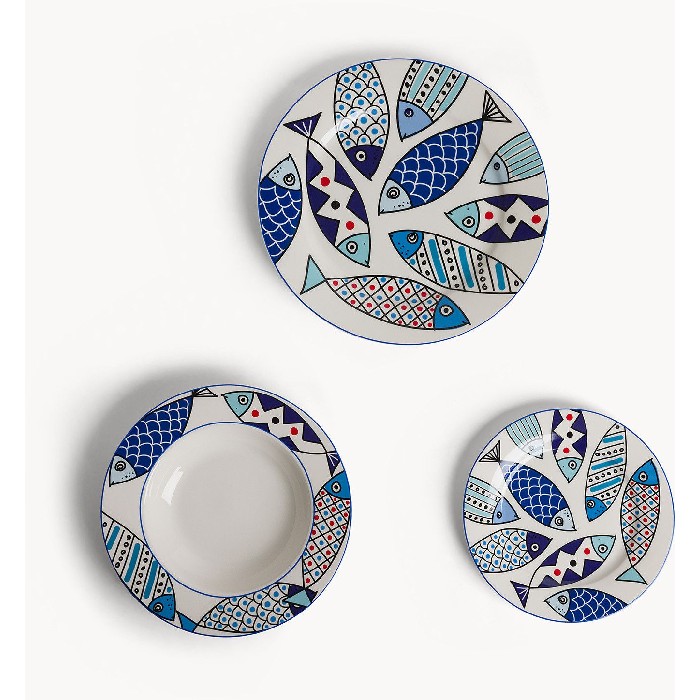 tableware/plates-bowls/coincasa-set-of-18-porcelain-plates-with-fish-motif