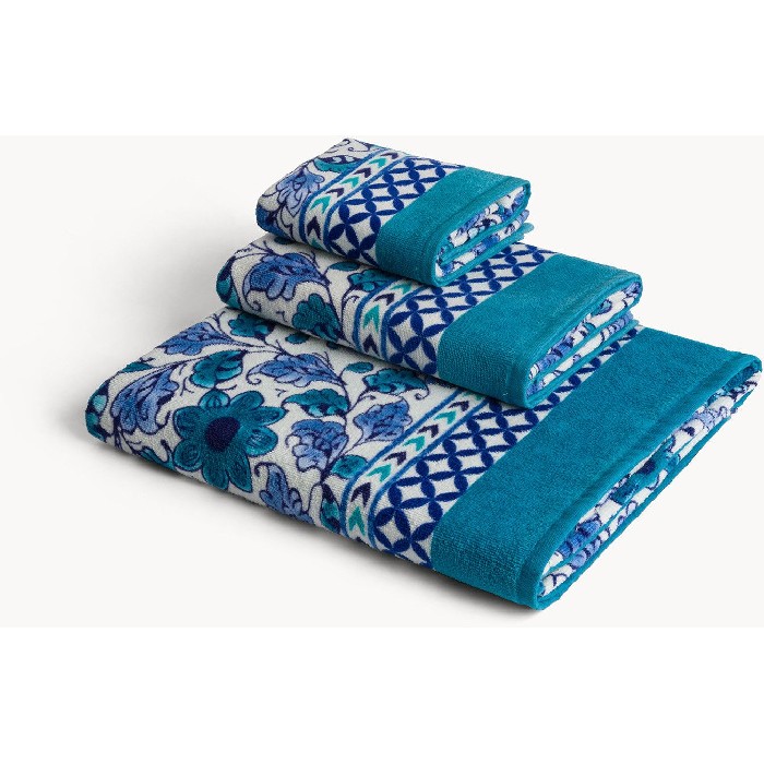 home-textiles/bath-linen-towels/coincasa-cotton-velour-towel-with-floral-print-blue-7490217