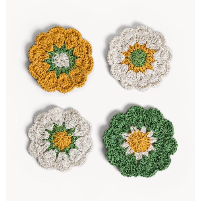 tableware/placemats-coasters-trivets/coincasa-set-of-4-flower-shaped-crochet-coasters-7490842