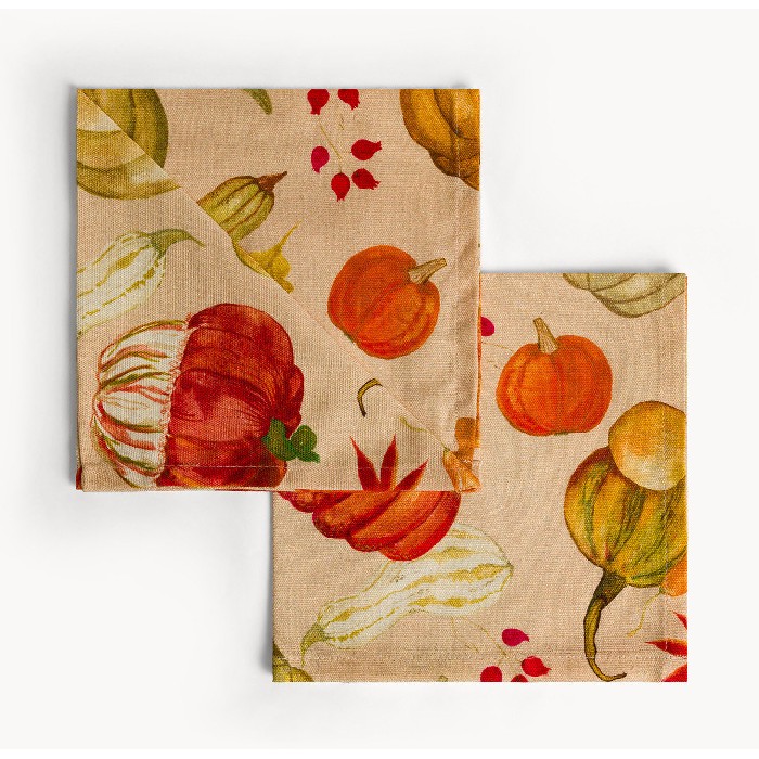 tableware/miscellaneous-tableware/coincasa-set-of-2-pure-cotton-panama-napkins-with-pumpkin-print-–-7493206