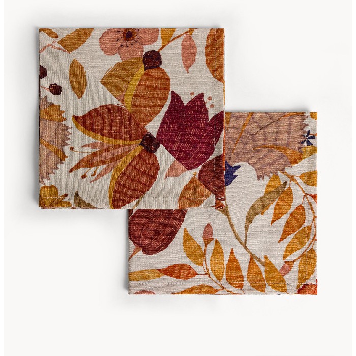 tableware/miscellaneous-tableware/coincasa-set-of-2-pure-cotton-napkins-with-foliage-print-–-7493229