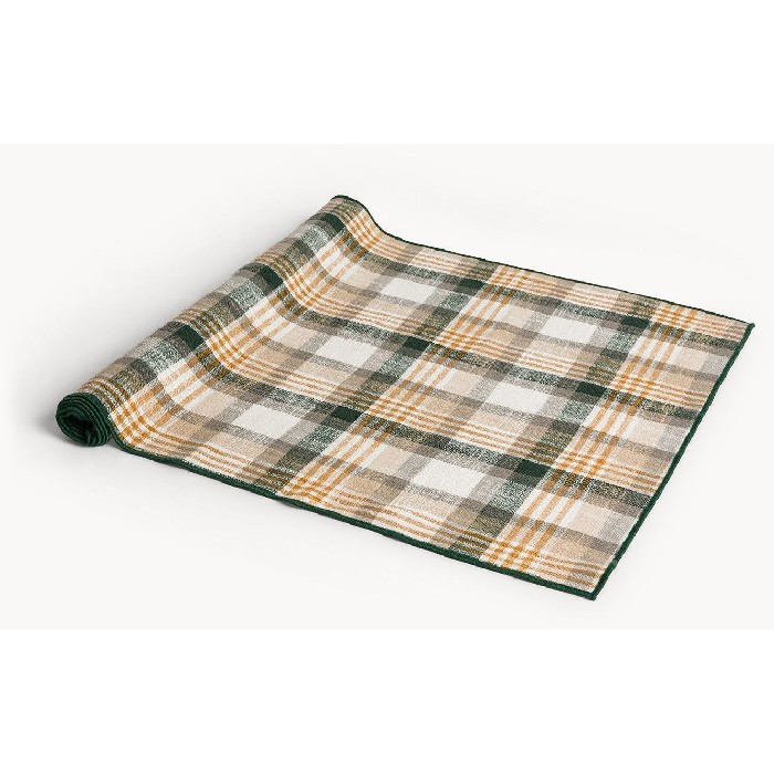 home-textiles/table-cloths-runners/coincasa-7494069-table-runner-–-checked-yarn-dyed-pure-cotton-with-overlock-edge