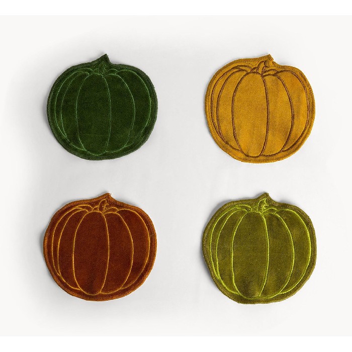tableware/placemats-coasters-trivets/coincasa-7494074-coasters-–-set-of-2-velvet-pumpkin-shape