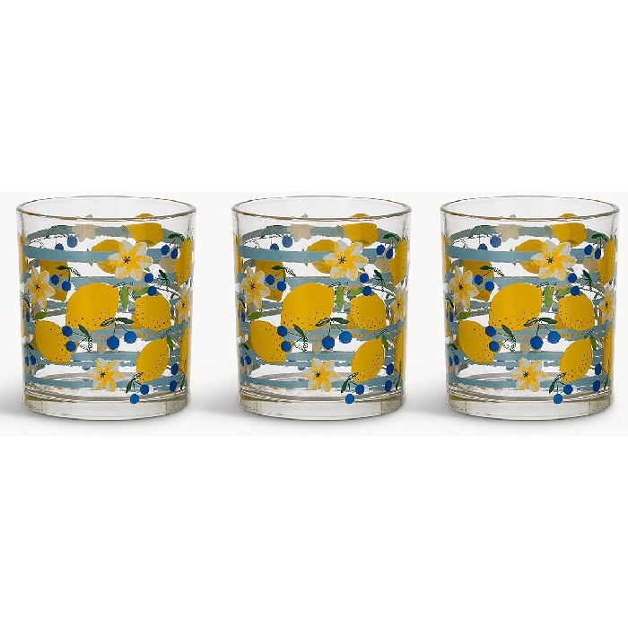tableware/glassware/coincasa-set-of-3-lemon-motif-glass-tumblers-7494300