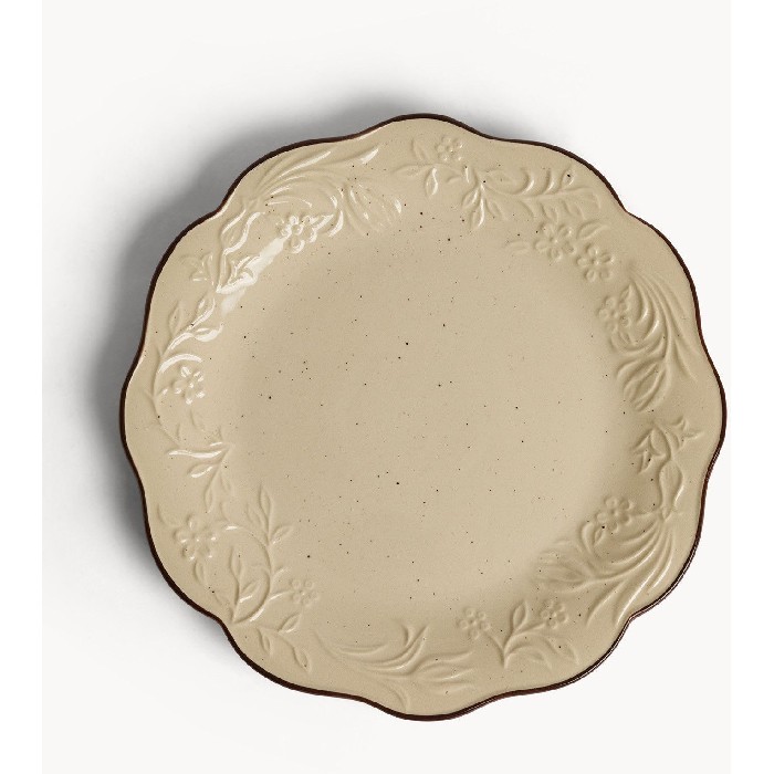 tableware/plates-bowls/coincasa-7499888-stoneware-dinner-plate-–-brown-trim