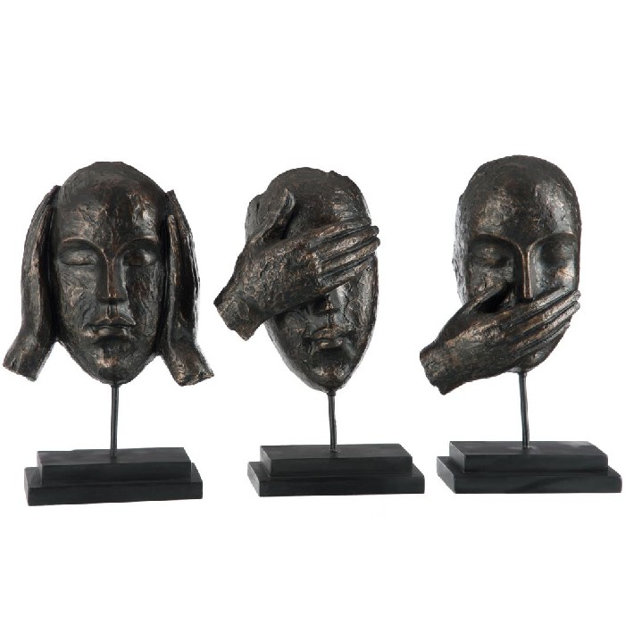 home-decor/decorative-ornaments/hearseespeak-on-foot-polyresin-dark-brown-assortment-of-3