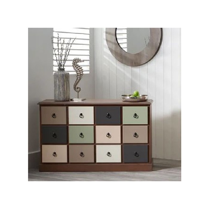 bedrooms/chest-of-drawers/loft-pine-wood-sage-multicoloured-12-drawer-unit