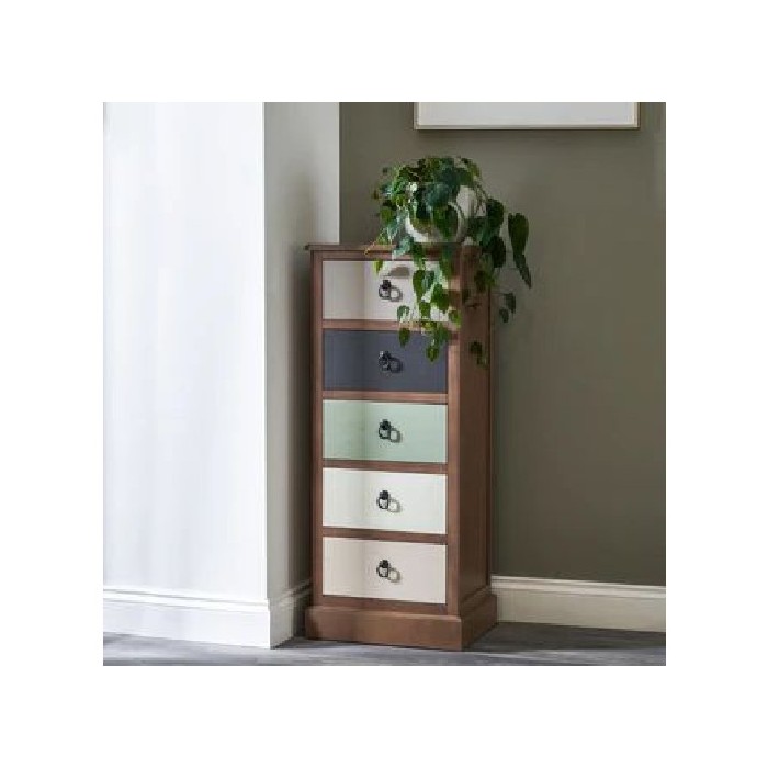 bedrooms/chest-of-drawers/loft-pine-wood-sage-multicoloured-5-drawer-unit