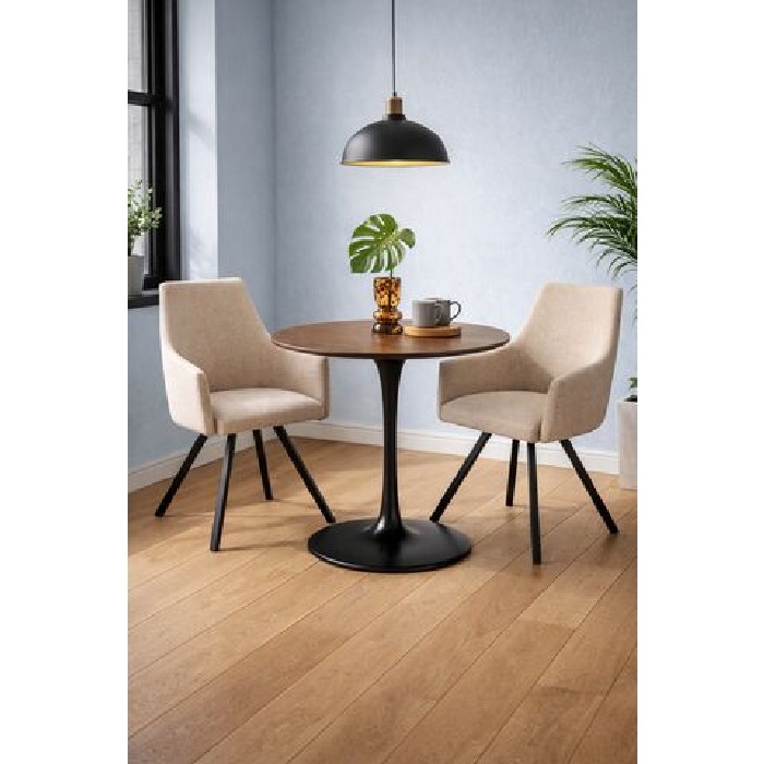 dining/dining-tables/kare-invitation-dining-table-set-walnut-black-diameter-90cm