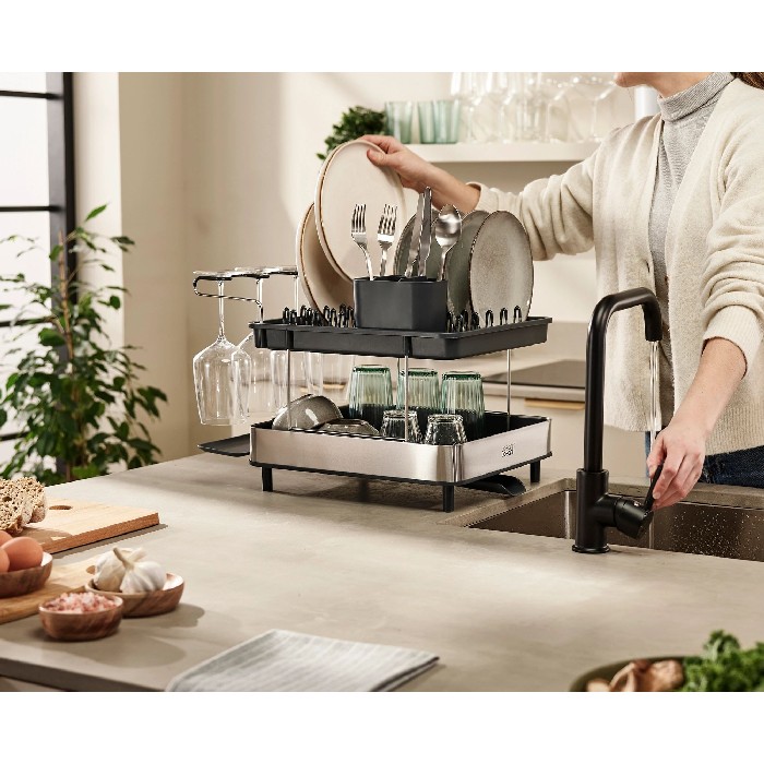 kitchenware/dish-drainers-accessories/excel-steel-2-tier-dish-rack-steelgrey