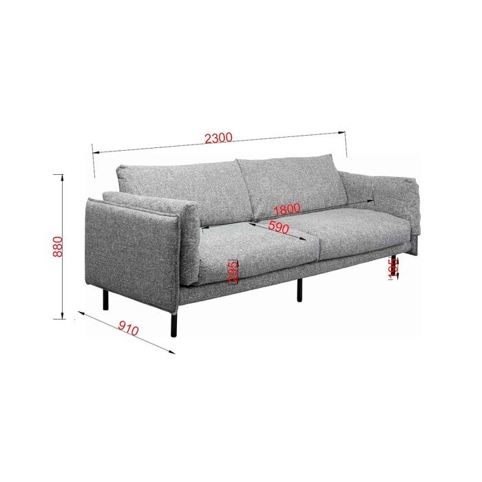 sofas/fabric-sofas/kare-sofa-2-seater-pola-–-grey-230cm-–-87870