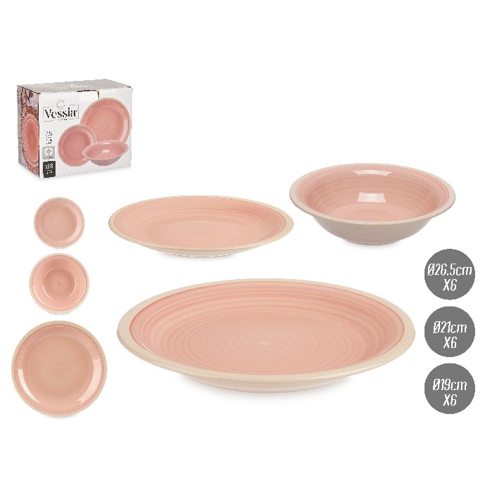 tableware/plates-bowls/promo-set-18-pcs-stoneware-dinnerware-pink