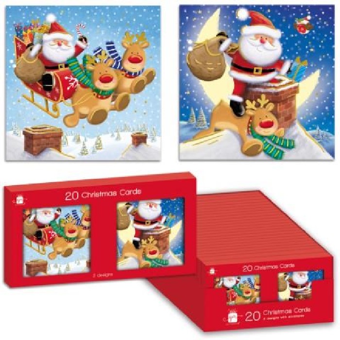 christmas/wrapping-paper-ribbons/mini-square-santadeer-boxed-cards-–-pack-of-20