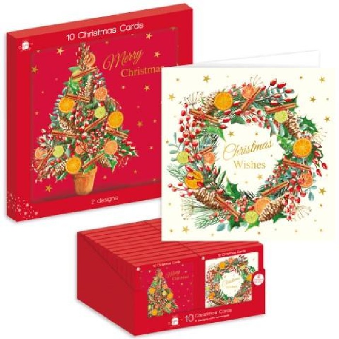 christmas/wrapping-paper-ribbons/tree-wreath-square-boxed-cards-–-pack-of-10