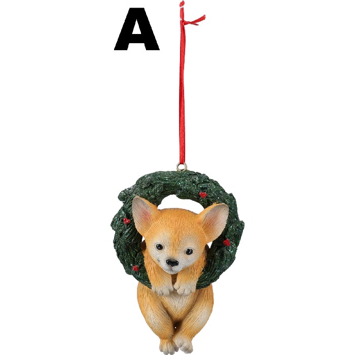 christmas/baubles/xmas-hanging-decoration-dog-in-wreath-–-4-assorted