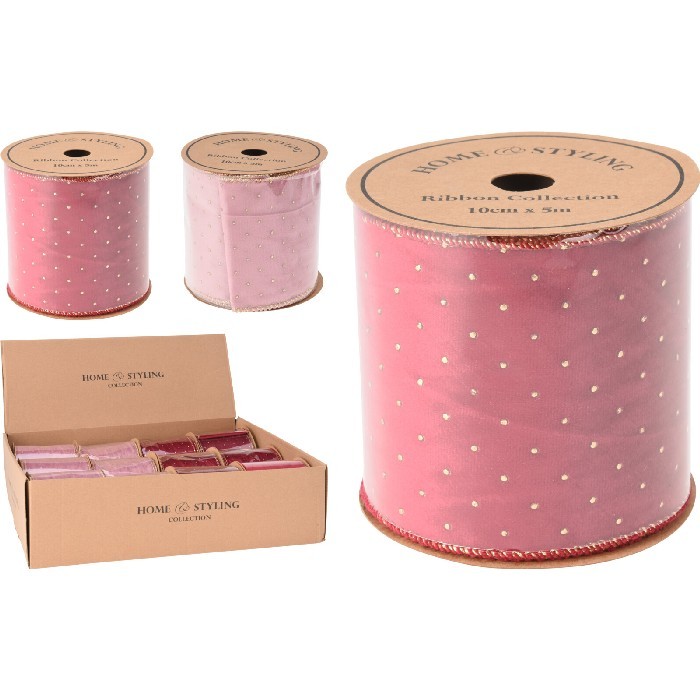 home-decor/deco/velvet-ribbon-gold-dots-2-assorted