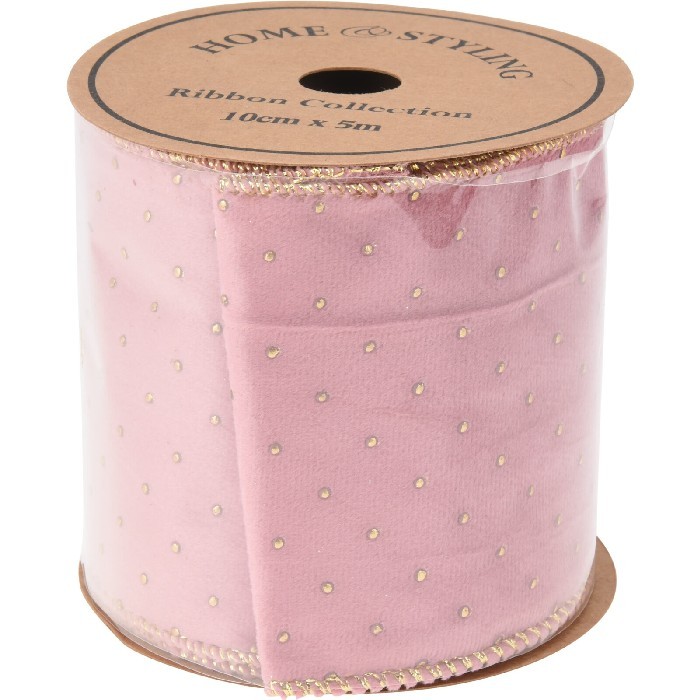 home-decor/deco/velvet-ribbon-gold-dots-2-assorted