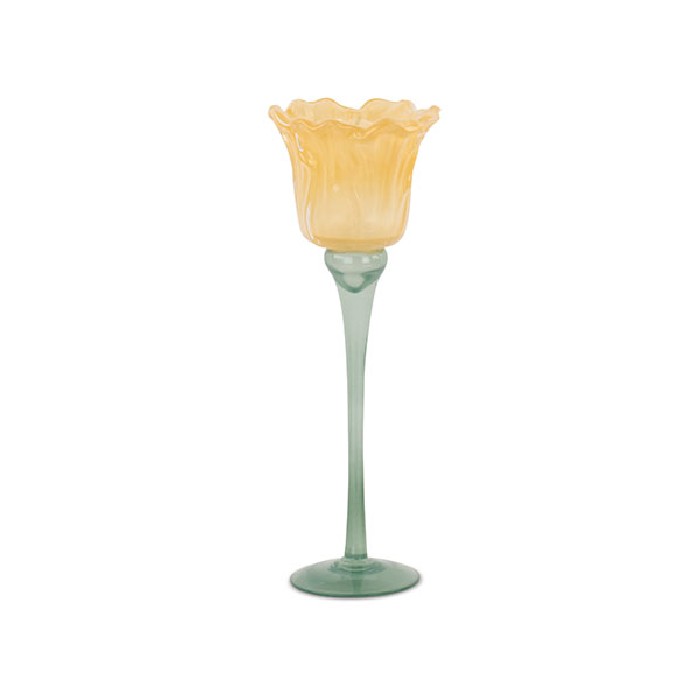 home-decor/candle-holders-lanterns/decorative-yellow-tulip-glass-candle-holder-diameter-10cm-x-h275cm