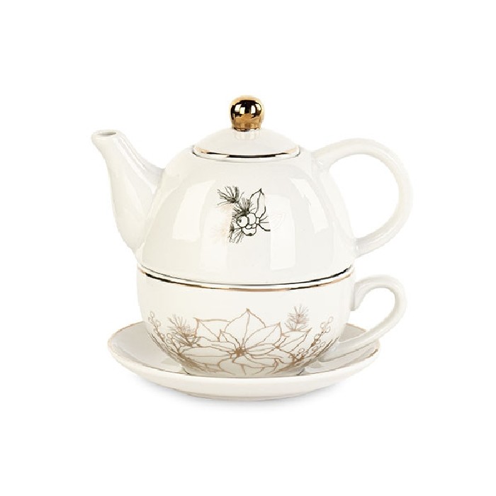 christmas/table-setups/christmas-pine-star-and-gold-tea-for-one-set-h14-5cm