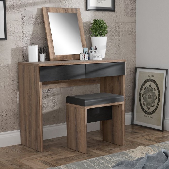 bedrooms/chest-of-drawers/dolce-dressing-table-mirror-and-stool-finished-in-mud-and-black-oak