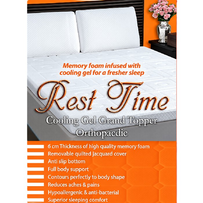 bedrooms/mattresses/rest-time-gel-mattress-topper-6cm-90cm-x-200cm