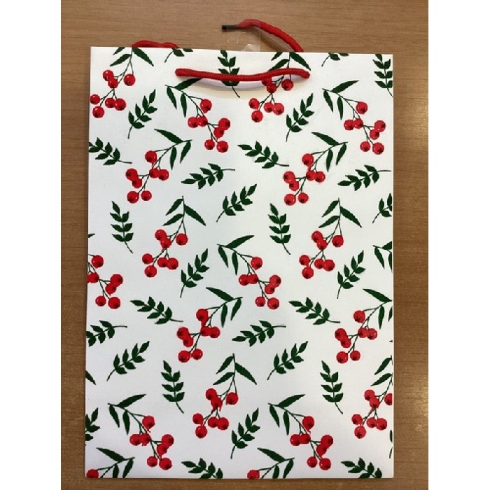 christmas/wrapping-paper-ribbons/large-red-christmas-gift-bag-with-flock-finish-25cm-x-12cm-x-35cm