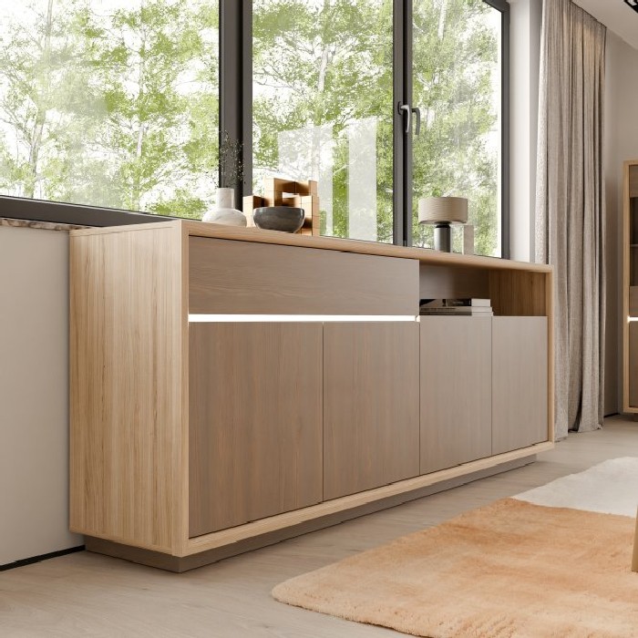 dining/dressers/ficar-sideboard-with-4-doors-1-drawer-1-open-shelf-finished-in-riva-oak-and-imbiah-pine