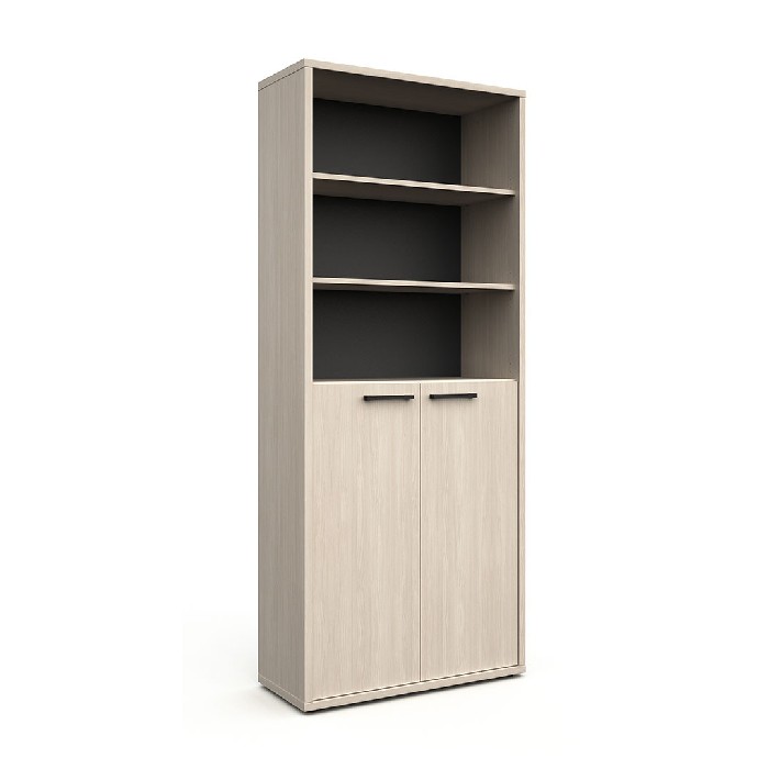 office/bookcases-cabinets/flex1-tall-bookcase-with-2-low-doors-and-top-open-shelves-finished-in-bolivar-light-oak