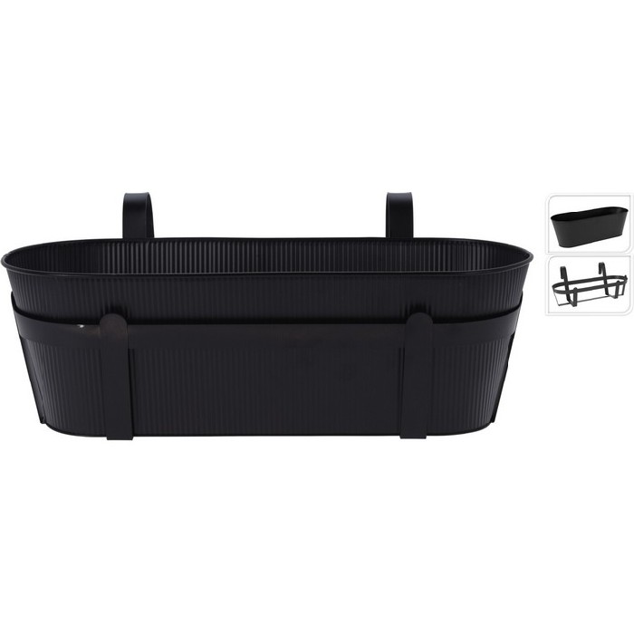 gardening/pots-planters-troughs/planter-ribbed-metal-black-fz1001140